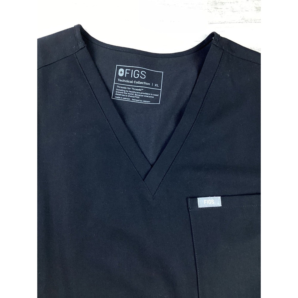 FIGS Technical Collection Catarina Scrub Top Black Womens XL Healthcare Hospital - Picture 2 of 9